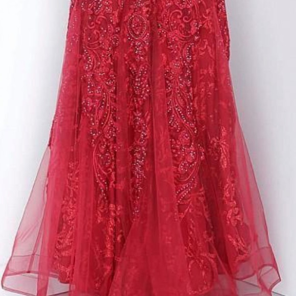 NEW NWT Wine Jovani 02319 Long Mermaid Prom Gown - Picture 3 of 7